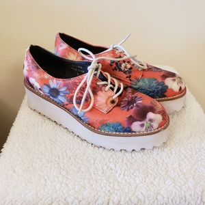 Floral Colorful platform wedge sneakers